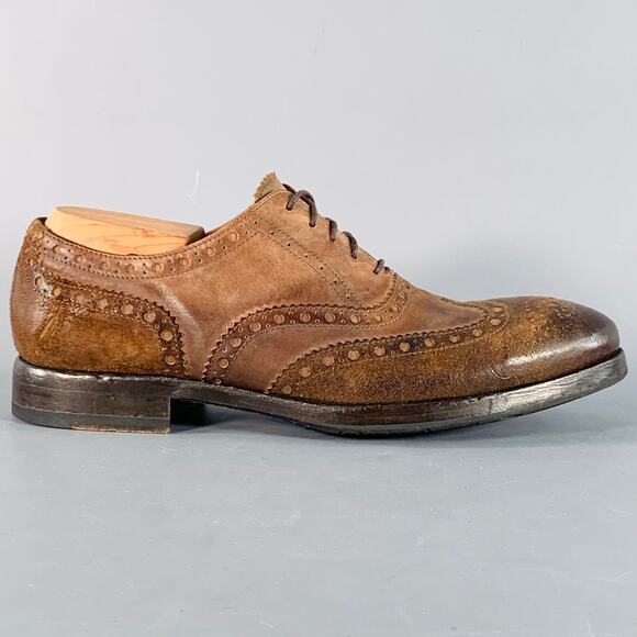 PAUL SMITH Size 9 Brown Distressed Leather Wingtip Oxford Lace-Up Shoes main image 8